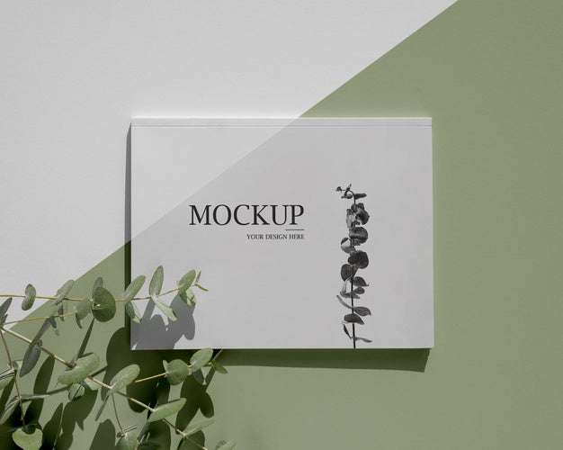 Free Top View Nature Magazine Cover Mock-Up With Leaves Assortment Psd