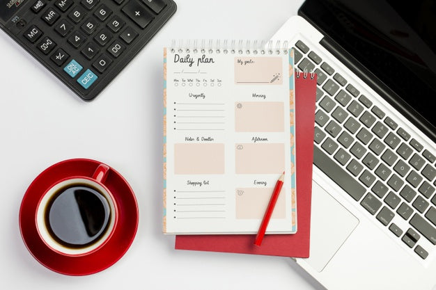 Free Top View Notebook With Daily Tasks Concept Psd
