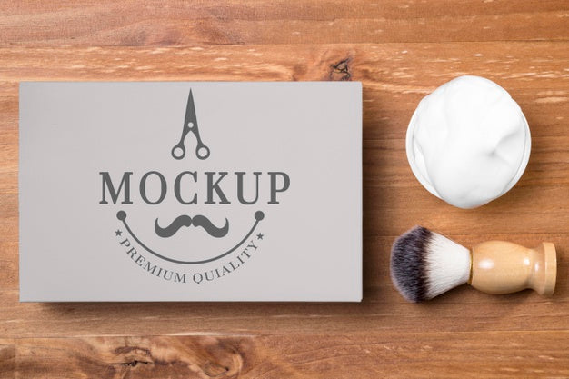 Free Top View Of Beard Care Products With Razor And Shaving Foam Psd