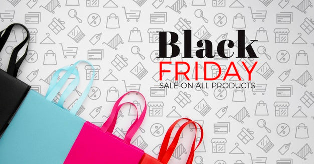 Free Top View Of Black Friday Concept On Plain Background Psd