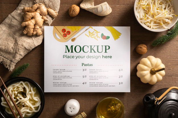 Free Top View Of Card With Christmas Dishes And Ginger Psd