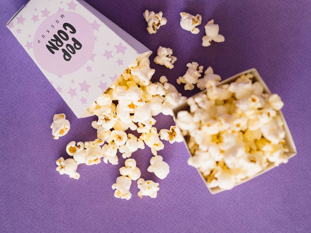 Free Top View Of Cinema Popcorn Psd
