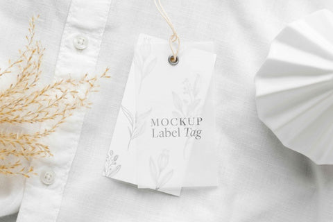Free Top View Of Clothing Label On White Shirt Fabric Psd