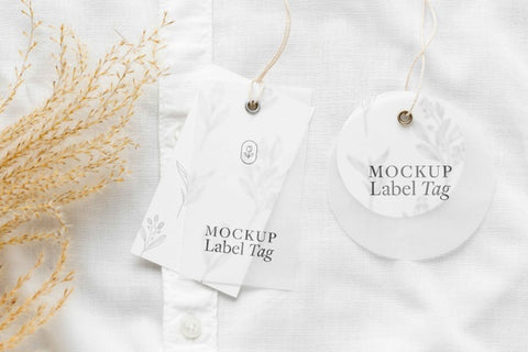 Free Top View Of Clothing Label On White Shirt Fabric Psd