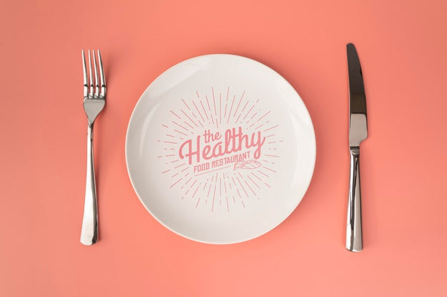 Free Top View Of Fork And Knife With Plate Psd