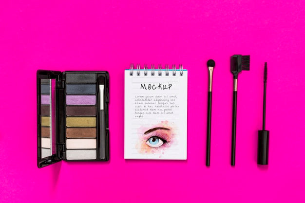 Free Top View Of Makeup Mock-Up Concept Psd