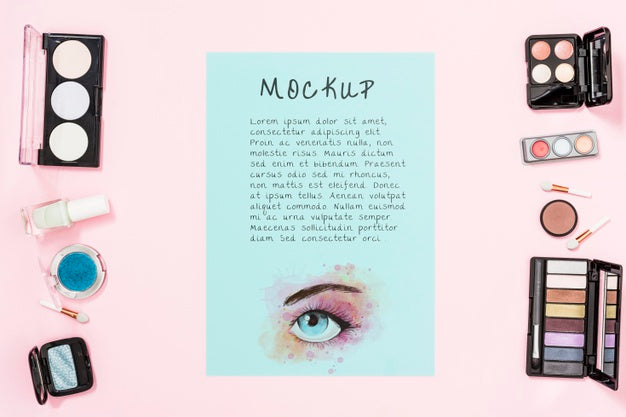 Free Top View Of Makeup Mock-Up Concept Psd