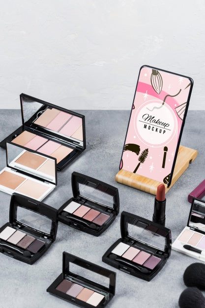 Free Top View Of Makeup Mock-Up Concept Psd