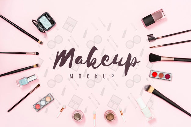 Free Top View Of Makeup Mock-Up Concept Psd