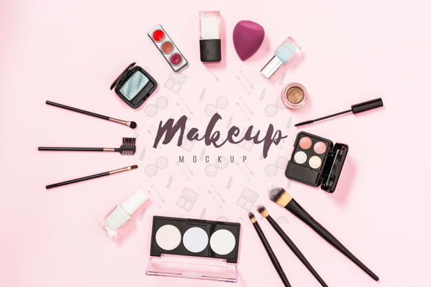 Free Top View Of Makeup Mock-Up Concept Psd