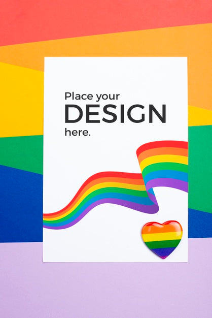 Free Top View Of Rainbow Colors On Paper And Heart Psd