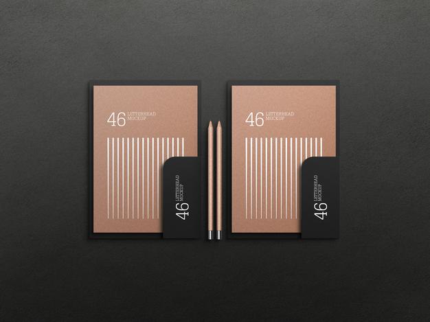 Free Top View Of Stationery Mockup Psd