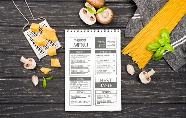 Free Top View Pasta And Mushrooms Assortment Psd