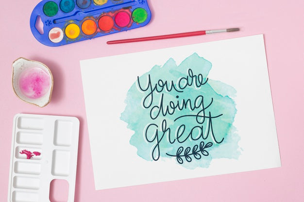 Free Top View Pencil With Watercolor Psd