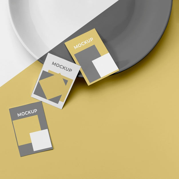 Free Top View Poster Mockup And Plate Psd