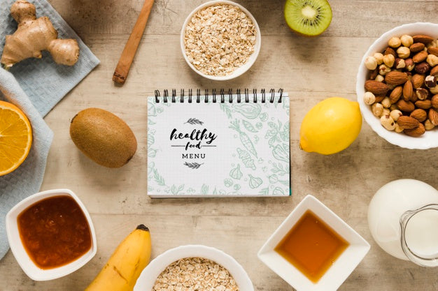 Free Top View Selection Of Snacks On The Table Psd