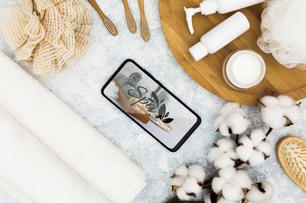 Free Top View Spa Center Mock-Up And Mobile Phone Psd