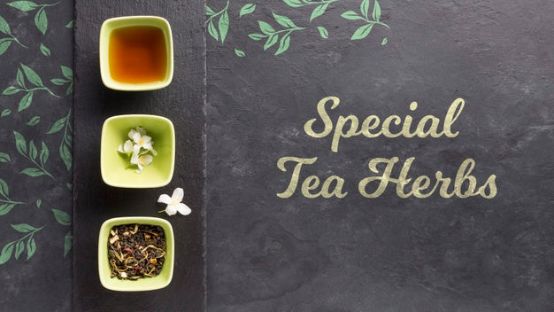 Free Top View Special Tea Herbs Concept Psd