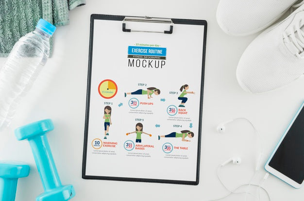 Free Top View Sport Routine With Mock-Up Psd