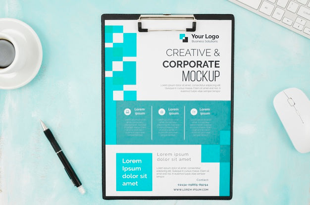 Free Top View Stationery Mock-Up With Mouse And Keyboard Psd