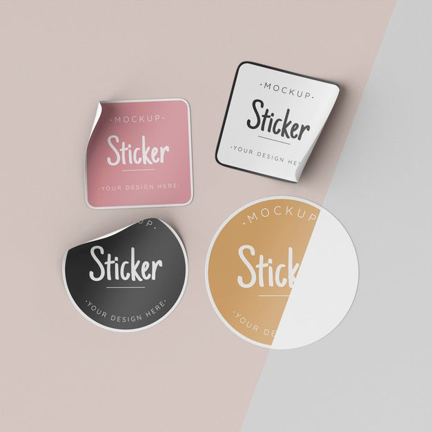 Free Top View Sticker Collection Mock Up Psd