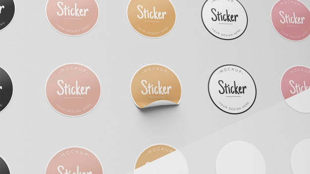 Free Top View Sticker Collection Mock Up Psd
