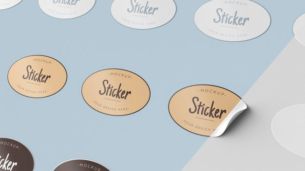 Free Top View Sticker Collection Mock Up Psd