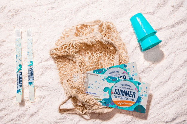 Free Top View Summer Festival Tickets On Sand Psd