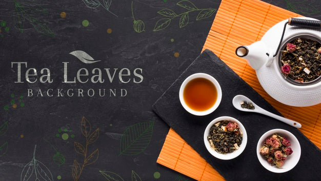 Free Top View Tea Leaves And Delicious Herbs Psd