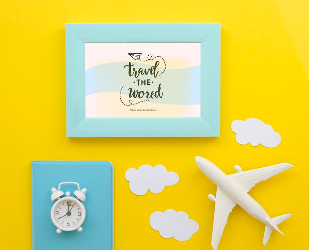 Free Top View Travelling The World Plane Psd