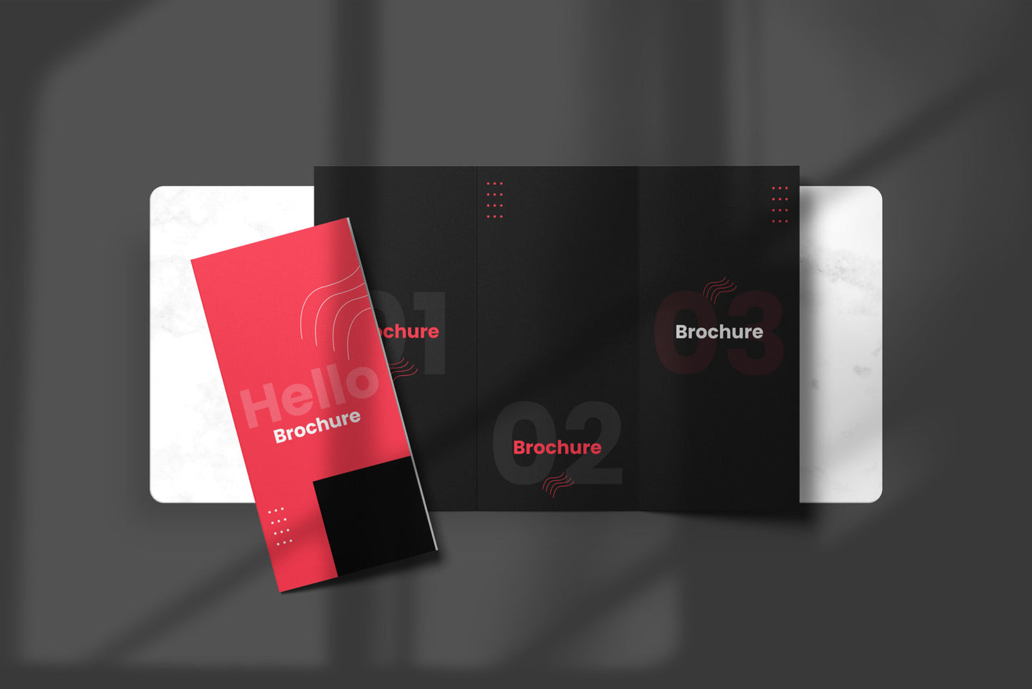 Free Top View Tri-Fold Brochure Mockup