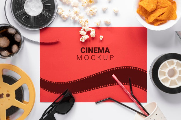 Free Top View Vintage Cinema Mockup Psd