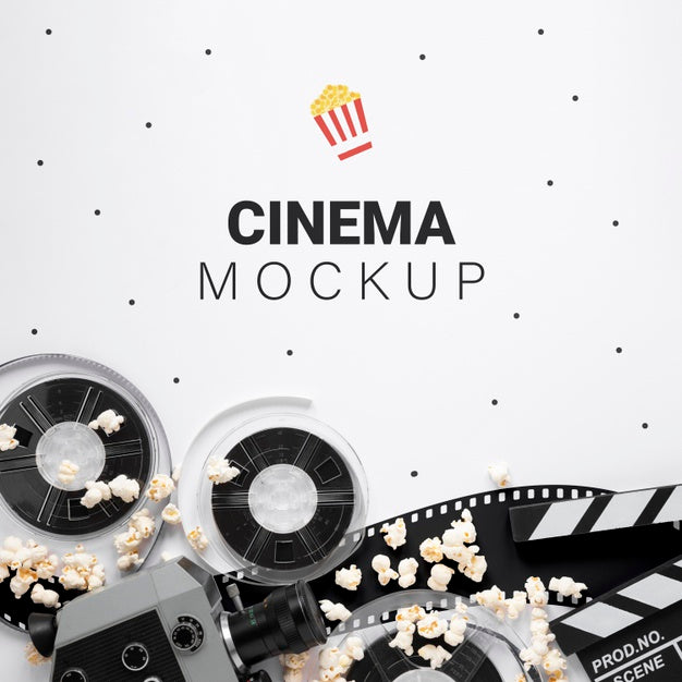 Free Top View Vintage Cinema Mockup Psd
