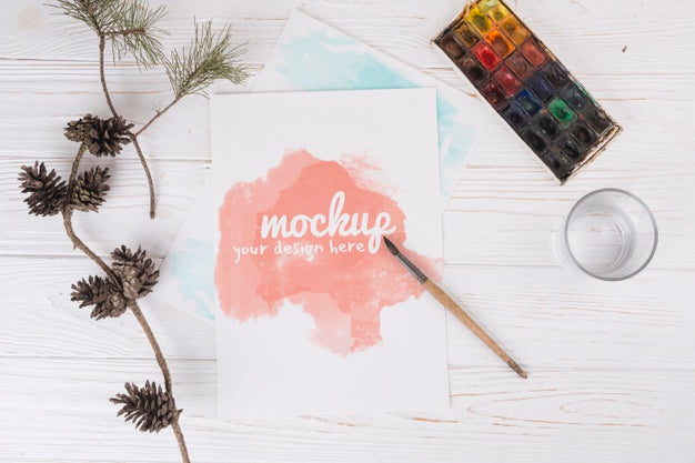 Free Top View Watercolor Painting Psd