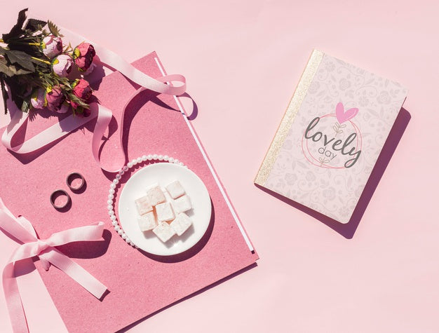 Free Top View Wedding Ideas With Wedding Journal Psd