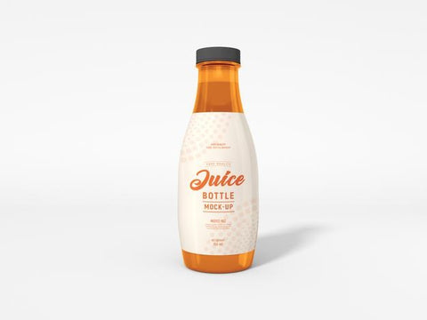 Free Transparent Glass Juice Bottle Packaging Mockup Psd