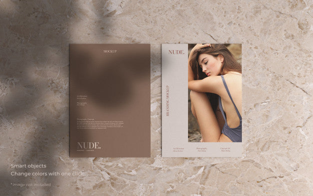 Free Two Brochure Mockup In Minimalist Style Psd