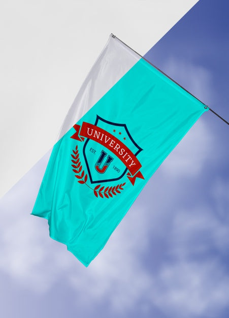 Free University Flag Concept Mock-Up Psd