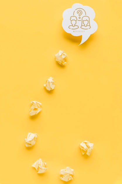 Free Upside Down Question Mark Made Of Crinkled Paper With Chat Bubble Psd