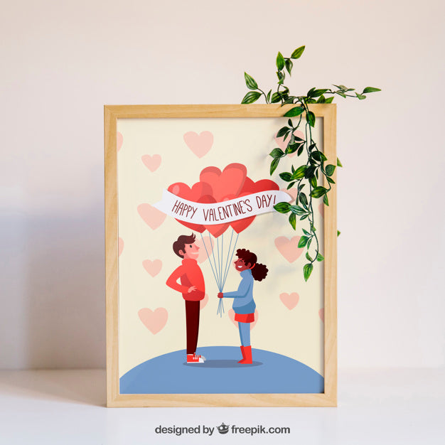 Free Valentine Elements And Frame Mockup Psd
