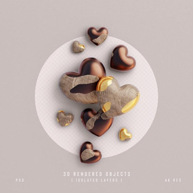 Free Valentines Day Cute Love Hearts Decorative Composition Isolated And Transparent 3D Rendering Psd