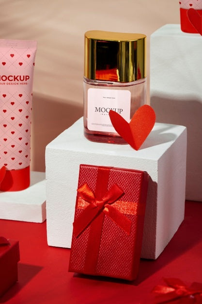 Free Valentines Day Still Life With Makeup Mockup Psd