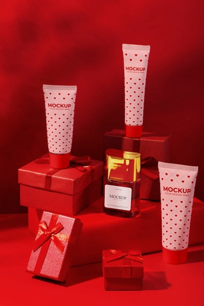 Free Valentines Day Still Life With Makeup Mockup Psd