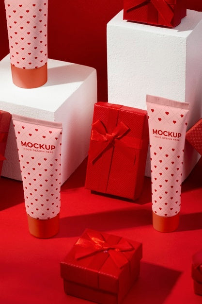 Free Valentines Day Still Life With Makeup Mockup Psd