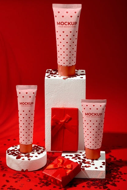 Free Valentines Day Still Life With Makeup Mockup Psd