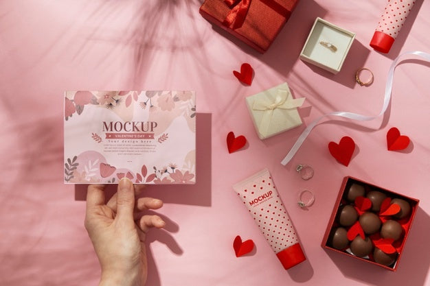 Free Valentines Day Still Life With Makeup Mockup Psd