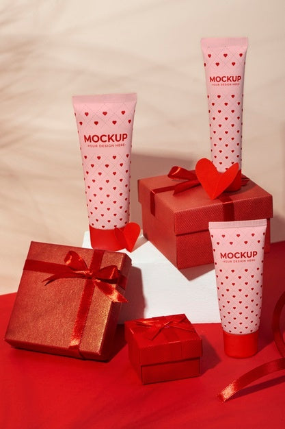 Free Valentines Day Still Life With Makeup Mockup Psd