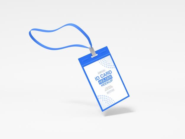 Free Vertical Id Card With Holder Mockup Psd