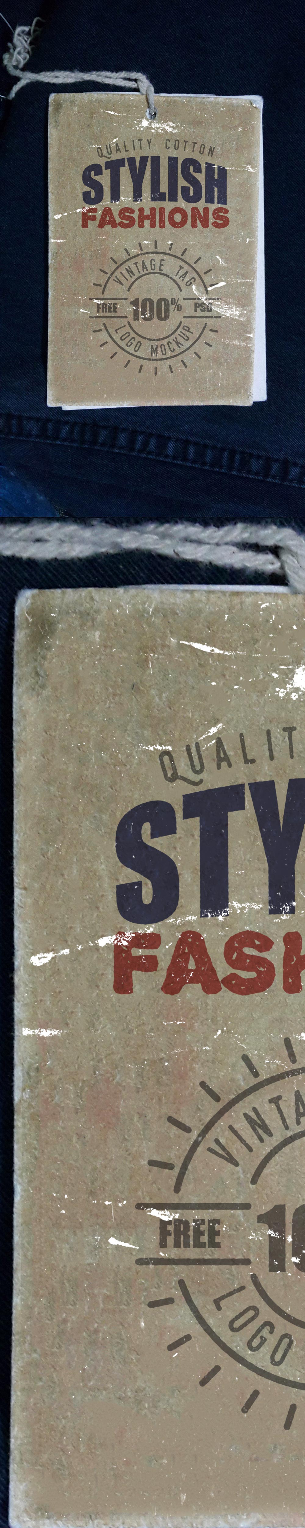 Free Vintage Clothing Label Mockup PSD