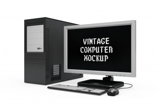 Free Vintage Computer Mock-Up Isolated Psd